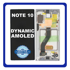 Γνήσια Original Samsung Galaxy Note 10 (SM-N970F N970) Οθόνη LCD Display Screen + Touch Screen DIgitizer Μηχανισμός Αφής + Frame Πλαίσιο White GH82-20818B GH82-20817B (Service Pack By Samsung)