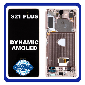 Original Γνήσιο Samsung Galaxy S21+ S21 Plus 5G 2021 G996 (G996B, G996B/DS) AMOLED LCD Display Screen Assembly Οθόνη + Touch Screen Digitizer Μηχανισμός Αφής + Frame Bezel Πλαίσιο Σασί Violet Μωβ GH82-24554B GH82-24553B (Service Pack By Samsung)