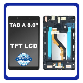Γνήσιο Original Samsung Galaxy Tab A 8.0 2019 LTE (SM-T295) TFT Lcd Display Screen + Touch Screen Digitizer Μηχανισμός Αφής + Frame Πλαίσιο Black Μαύρο GH81-17178A (Service Pack By Samsung)