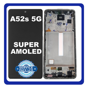 Γνήσια Original Samsung Galaxy A52s 5G (SM-A528B, SM-A528B/DS) Super AMOLED LCD Display Screen Assembly Οθόνη + Touch Screen Digitizer Μηχανισμός Αφής + Frame Bezel Πλαίσιο Σασί White Άσπρο GH82-26861D GH82-26909D (Service Pack By Samsung)
