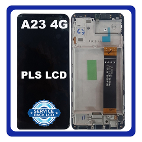 Γνήσια Original Samsung Galaxy A23, GalaxyA23 (SM-A235F, SM-A235F/DS) PLS LCD Display Screen Assembly Οθόνη + Touch Screen Digitizer Μηχανισμός Αφής + Frame Bezel Πλαίσιο Σασί Black Μαύρο GH82-28563A (Service Pack By Samsung)