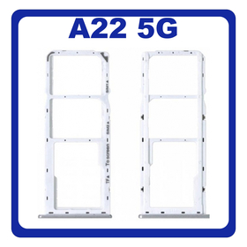 Γνήσιο Original Samsung Galaxy A22 5G A226 (SM-A226B, SM-A226B/DS, SM-A226B/DSN) SIM Card Tray Cover Assy + Micro SD Tray Slot Υποδοχέας Βάση Θήκη Κάρτας SIM Κάλυμμα White Άσπρο GH81-20744A (Service Pack By Samsung)