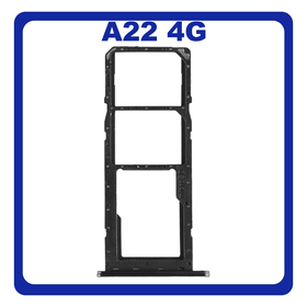 Γνήσια Original Samsung Galaxy A22 4G ​, Galaxy A 22 4G (SM-A225F, SM-A225F/DS) SIM Card Tray + Micro SD Tray Slot Υποδοχέας Βάση Θήκη Κάρτας SIM Black Μαύρο GH98-46654A (Service Pack By Samsung)