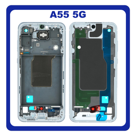 HQ OEM Συμβατό για Samsung Galaxy A55 5G (SM-A556V, SM-A556B) LCD Front Housing LCD Middle Frame Bezel Plate Μεσαίο Πλαίσιο Blue Ice Μπλε (Premium A+)