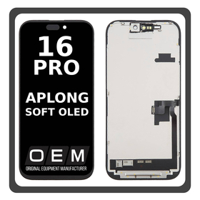 HQ OEM Συμβατό Με iPhone 16 Pro , iPhone16 Pro (A3293, A3083, A3292, A3294) APLONG SOFT OLED LCD Display Screen Assembly Οθόνη + Touch Screen Digitizer Μηχανισμός Αφής Black Μαύρο (Premium A+) (Lifetime Warranty Για Συνεργατες B2B)