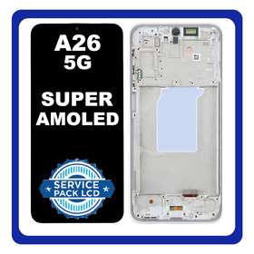 Γνήσια Original Samsung Galaxy A26 5G (SM-A266B) Super AMOLED LCD Display Screen Assembly Οθόνη + Touch Screen Digitizer Μηχανισμός Αφής + Frame Bezel White Άσπρο GH82-37049B​ (Service Pack By Samsung)