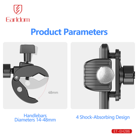 Universal Βάση Τηλεφώνου για Ποδήλατα και Μοτοσυκλέτες Earldom et-Eh286, Μαυρο - 17898
