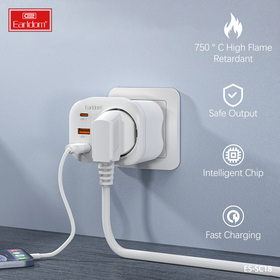 Λευκό Earldom es-Sc18, 2xusb, 1xtype-c, Ασπρο - 40524