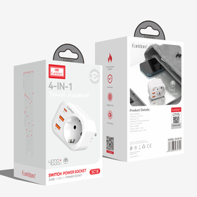 Λευκό Earldom es-Sc18, 2xusb, 1xtype-c, Ασπρο - 40524