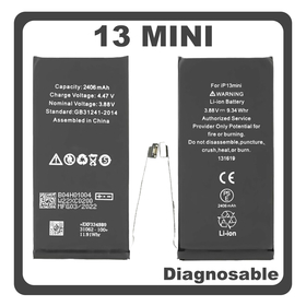 HQ OEM Συμβατό Με Apple iPhone 13 Mini (A2628, A2481) APLONG Battery Μπαταρία Li-Ion 2438 mAh Diagnosable Bulk (Premium A+) (1 Year Warranty Για Συνεργατες B2B)