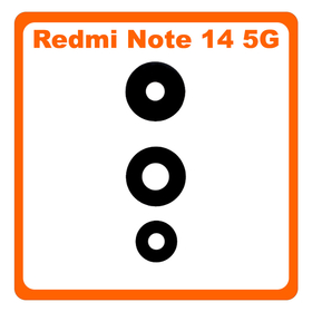 HQ OEM Συμβατό Με Xiaomi Redmi Note 14 5G, Redmi Note14 5G (24094RAD4G) Camera Lens Τζαμάκι Κάμερας Black Μαύρο (Premium A+)