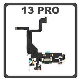 iPhone 13 Pro (A2638, A2483) Lightning USB Charging Dock Connector Lightning Flex Καλωδιοταινία Κονέκτορας Φόρτισης + Microphone Μικρόφωνο Space Green Πράσινο (Pulled)