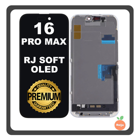 HQ OEM Συμβατό Με Apple iPhone 16 Pro Max (A3296, A3084) RJ SOFT OLED LCD Display Screen Assembly Οθόνη + Touch Screen Digitizer Μηχανισμός Αφής With IC Removable Black Μαύρο (Premium A+)