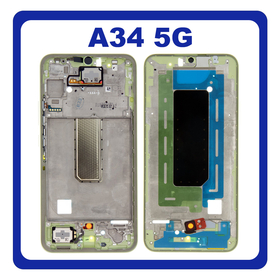 Γνήσια Original Samsung Galaxy A34 (SM-A346E, SM-A346B) LCD Front Housing LCD Middle Frame Bezel Plate Μεσαίο Πλαίσιο Lime Πράσινο GH82-31312C (Service Pack By Samsung)