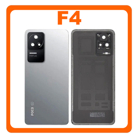 Γνήσια Original Xiaomi Poco F4 (22021211RG, 22021211RI) Rear Back Battery Cover Πίσω Κάλυμμα Καπάκι Πλάτη Μπαταρίας + Camera Lens Τζαμάκι Κάμερας Silver Ασημί 56000PL11R00​ (Service Pack By Xiaomi)