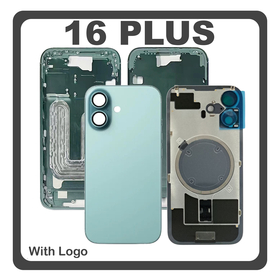 HQ OEM Συμβατό Με Apple iPhone 16 Plus, iPhone 16+ (A3290, A3082) Rear Back Battery Cover + Middle Frame - Housing + Camera Lens + Magsafe Teal Τιρκουάζ (Premium A+)