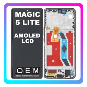 HQ OEM Συμβατό Με Honor Magic5 Lite (RMO-NX3), AMOLED LCD Display Screen Assembly Οθόνη + Touch Screen Digitizer Μηχανισμός Αφής + Frame Bezel Πλαίσιο Black Μαύρο (Premium A+)