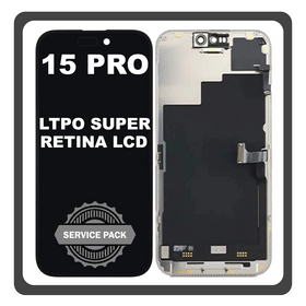 Γνήσια Original Apple iPhone 15 Pro (A2848, A3101) LTPO Super Retina XDR OLED LCD Display Screen Assembly Οθόνη + Touch Screen Digitizer Μηχανισμός Αφής Black Μαύρο CH661-35699 (Service Pack)