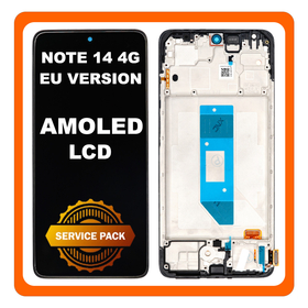 Γνήσια Original Xiaomi Redmi Note 14 4G (24117RN76E) EU Version AMOLED LCD Display Screen Assembly Οθόνη + Touch Screen Digitizer Μηχανισμός Αφής + Frame Bezel Πλαίσιο Σασί Black Μαύρο 56000700O7E00 (Service Pack By Xiaomi)