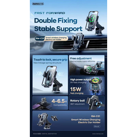 Universal Phone Holder Remax rm-C31, Wireless Charging, Black - 40533