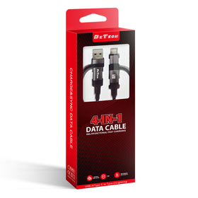 Καλώδιο Φόρτισης Detech de-54uci, 4в1 usb-Lightning/type-c Type-c - Type-c, 1.0m, Black - 40535