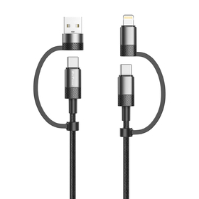Καλώδιο Φόρτισης Detech de-54uci, 4в1 usb-Lightning/type-c Type-c - Type-c, 1.0m, Black - 40535