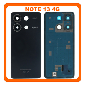 Γνήσια Original Xiaomi Redmi Note 13 4G (23129RAA4G, 23124RA7EO) Rear Back Battery Cover Πίσω Καπάκι Πλάτη Μπαταρίας + Camera Lens Τζαμάκι Κάμερας Midnight Black Μαύρο 56001000N700 (Service Pack By Xiaomi)