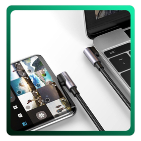 UGREEN US323 Braided Καλώδιο Φόρτισης 60W USB-C to USB-C 3Α Angled Γωνιακό Fast Charging Cable 1m Black