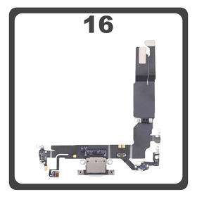Γνήσια Original For Apple iPhone 16, iPhone16 (A3287, A3081) Charging Dock Connector Lightning Flex Καλωδιοταινία Κονέκτορας Φόρτισης + Microphone Μικρόφωνο White Άσπρο Pulled
