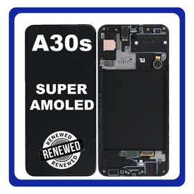 Γνήσια Original Samsung Galaxy A30s (SM-A307F, SM-A307FN,) Super AMOLED LCD Display Screen Assembly Οθόνη + Touch Screen Digitizer Μηχανισμός Αφής + Frame Bezel Πλαίσιο Σασί Black Μαύρο GH82-21190A (Renewed)