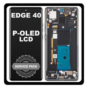Γνήσια Original Motorola Moto Edge 40 (XT2303-2) P-OLED LCD Display Screen Assembly Οθόνη + Touch Screen Digitizer Μηχανισμός Αφής + Frame Bezel Πλαίσιο Σασί Black Μαύρο 5D68C22670 (Service Pack By Motorola)