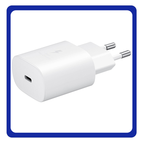 Original Γνήσιο Samsung Travel Fast Charger USB-C 25W, 3A, Φορτιστής Ταξιδιού Γρήγορης Φόρτισης 25 Watt Type C EP-TA800EWE White Άσπρο (Bulk)