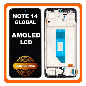 Γνήσια Original Xiaomi Redmi Note 14 4G (24117RN76G, 24117RN76O) AMOLED LCD Display Screen Assembly Οθόνη + Touch Screen Digitizer Μηχανισμός Αφής + Frame Bezel Πλαίσιο Σασί Black Μαύρο 560001000O700 (Service Pack By Xiaomi)