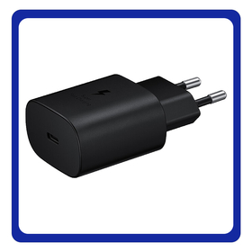 Original Γνήσιο Samsung Travel Fast Charger USB-C 25W Φορτιστής Ταξιδιού Γρήγορης Φόρτισης 25 Watt Type C TA800NB Black Μαύρο (Bulk)