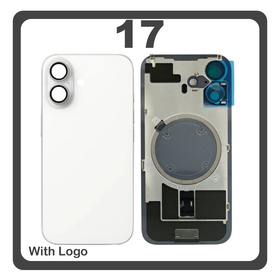 HQ OEM Συμβατό Με Apple 17 (A3520, A3258) Rear Back Battery Cover Πίσω Κάλυμμα Καπάκι Πλάτη Μπαταρίας + Metal Plate + Camera Lens Τζαμάκι Κάμερας White Άσπρο (Premium A+)