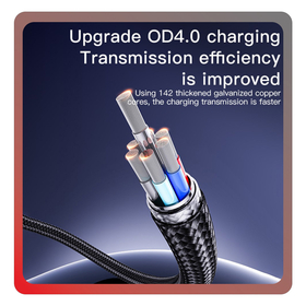 Yesido CA129C Braided 18W USB-A to Type-C 2Α Fast Charging Cable 1.2m Black