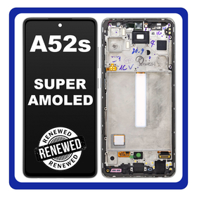 Γνήσια Original Samsung Galaxy A52s 5G (SM-A528B, SM-A528B/DS) Super AMOLED LCD Display Screen Assembly Οθόνη + Touch Screen Digitizer Μηχανισμός Αφής + Frame Bezel Πλαίσιο Σασί White Άσπρο GH82-26861D (Renewed)