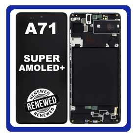 Γνήσια Original Samsung Galaxy A71 2020 A715 (SM-A715F) Super AMOLED Plus Οθόνη LCD Display Screen + Touch Screen DIgitizer Μηχανισμός Αφής + Frame Πλαίσιο Black Μαύρο GH82-22152A GH82-22248A (Renewed)