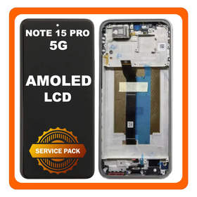 Γνήσια Original Xiaomi Redmi Note 15 Pro 5G (25060RABDG, 25080RABDG) AMOLED LCD Display Screen Assembly Οθόνη + Touch Screen Digitizer Μηχανισμός Αφής + Frame Bezel Πλαίσιο Σασί Titanium Γκρι 56002000P1600 (Service Pack By Xiaomi)