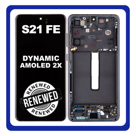 Γνήσιο Original Samsung Galaxy S21 FE 5G 2021 (SM-G990F, SM-G990B/DS) Dynamic AMOLED LCD Display Screen Assembly Οθόνη + Touch Screen Digitizer Μηχανισμός Αφής + Frame Bezel Πλαίσιο Σασί Grey Γκρι GH82-26414A (Renewed)