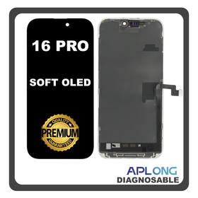 HQ OEM Συμβατό Με iPhone 16 Pro , iPhone16 Pro (A3293, A3083, A3292, A3294) APLONG SOFT OLED LCD Display Screen Assembly Οθόνη + Touch Screen Digitizer Diagnosable Μηχανισμός Αφής Black Μαύρο (Premium A+) (Lifetime Warranty Για Συνεργατες B2B)