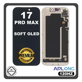HQ OEM Συμβατό Με Apple iPhone 17 Pro Max, iPhone 17Pro Max (A3526, A3257) Aplong SOFT OLED Display Screen Assembly Οθόνη + Touch Screen Digitizer Μηχανισμός Αφής With Removable IC 120Hz Black Μαύρο (Lifetime Warranty Για Συνεργατες B2B)