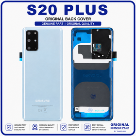 Γνήσια Original Samsung Galaxy S20 Plus, S20+ (SM-G985, SM-G985F, SM-G985F/DS) Rear Back Battery Cover Πίσω Κάλυμμα Καπάκι Πλάτη Μπαταρίας Cloud Blue Μπλε GH82-22032D (Service Pack by Samsung)
