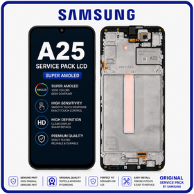 Original Samsung Galaxy A25 5G (SM-A256E, SM-A256E/DS) Super AMOLED LCD Οθόνη + Touch Screen Digitizer + Frame Bezel Brave Black GH82-33215A / GH82-33214A