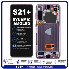 Γνήσιο Original Samsung Galaxy S21+ 5G S21 Plus 5G 2021 (G996B, G996B/DS) Dynamic AMOLED LCD Display Screen Assembly Οθόνη + Touch Screen Digitizer Μηχανισμός Αφής + Frame Bezel Πλαίσιο Σασί No Camera Phantom Violet Μωβ GH82-24554B (Renewed)