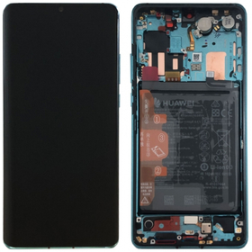 Γνήσιο Original Huawei P30 Pro (VOG-L09,VOG-L29) Lcd Screen Display Οθόνη + Touch Screen Digitizer Μηχανισμός Αφής + Πλαίσιο Frame Bezel + Battery Μπαταρία Aurora Blue 02352PGE 02354NAP (Service Pack By Huawei)