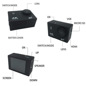 Action Camera 4k Ultra hd με Χειριστήριο Black
