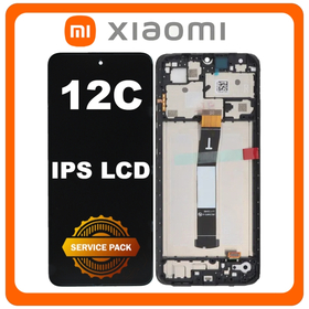 Γνήσια Original Xiaomi Redmi 12C (22120RN86G, 22120RN86I) IPS LCD Display Screen Assembly Οθόνη + Touch Screen Digitizer Μηχανισμός Αφής + Frame Bezel Πλαίσιο Σασί Graphite Gray Μαύρο 5600010C3T00 Grade B (Service Pack By Xiaomi)